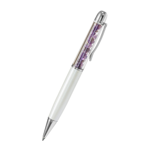 Amethyst-Kugelschreiber, weiß, Produktbild 1