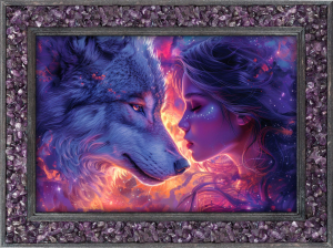 Amethyst-Energiebild „Begegnung mit dem Wolf“, Produktbild 1