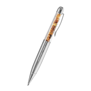 Bernstein-Kugelschreiber, silber, Produktbild 1