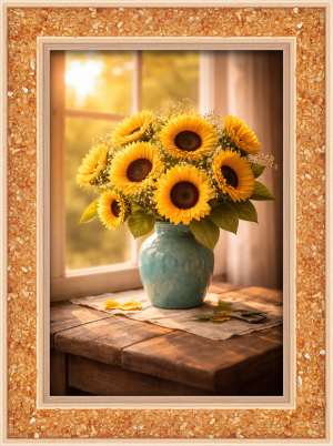 Bernstein-Energiebild „Sonnenblumen“, Produktbild 1