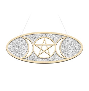 Bergkristall-Fensterschmuck „Mond Pentagramm“, Produktbild 1