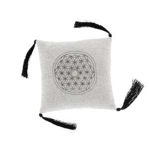 Klangschalenkissen mit Quasten, Hellgrau, Produktbild 1