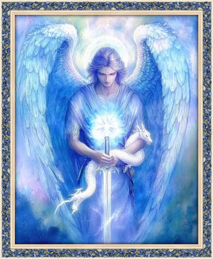 Lapislazuli-Energiebild „Erzengel Michael“, groß, Produktbild 1