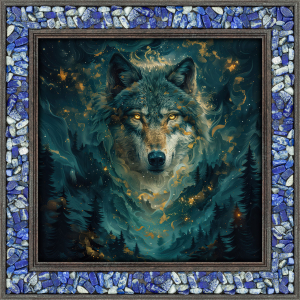 Lapislazuli-Energiebild „Krafttier Wolf“, Produktbild 1