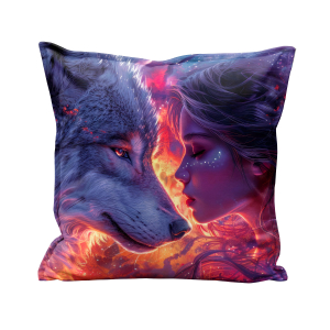 Kissenhülle „Begegnung mit dem Wolf“, Produktbild 1
