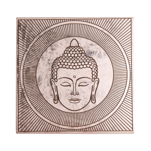 Energieplatte „Buddha“, Weiß/Silber, Produktbild 1