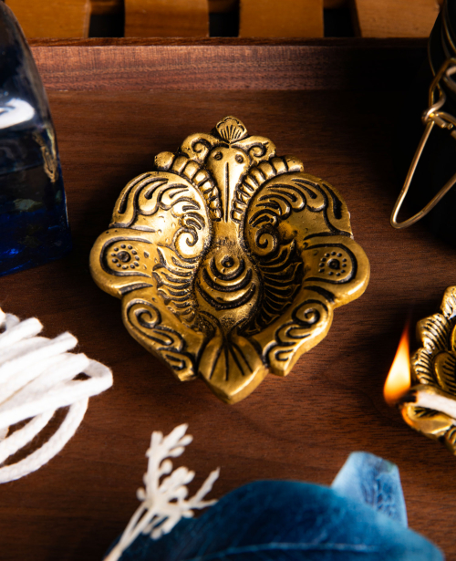 Teelichthalter &amp; Räuchergefäß Gheelampe „Ganesha“, Produktbild 2