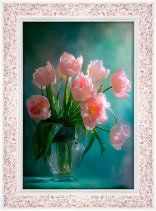 Rosenquarz-Energiebild „Tulpen“, Produktbild 1