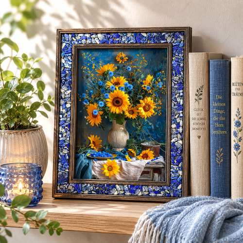 Lapislazuli-Energiebild „Sonnenblumenstrauß“, Produktbild 2