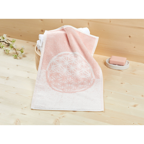 Gästehandtuch “Blume des Lebens”, weiß/rosa, Produktbild 2