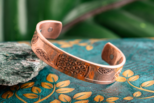 Kupfer Magnetarmreif „Blume des Lebens“, groß, Produktbild 2