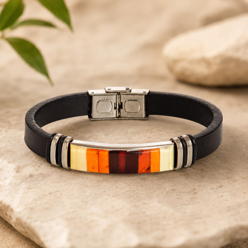 Bernstein-Lederarmband, Produktbild 2