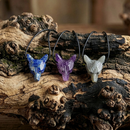 Anhänger „Lapislazuli-Wolfskopf“, Produktbild 2