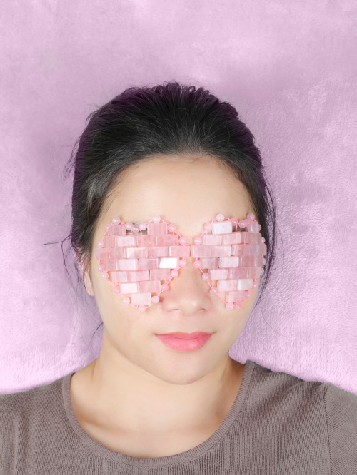 Rosenquarz-Augenmaske „Herz“, 2er Set, Produktbild 2