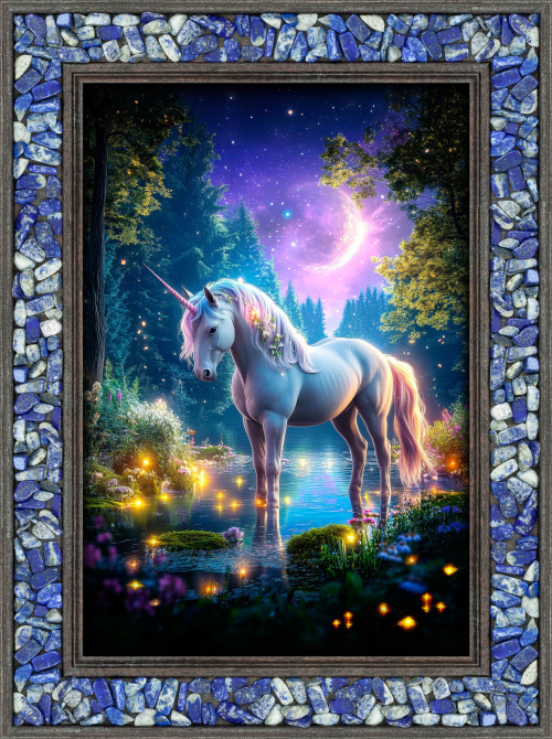 Lapislazuli-Energiebild „Einhorn der Mondzauber“, Produktbild 1