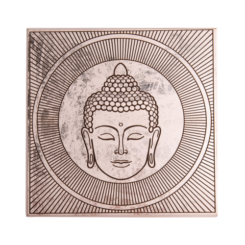 Energieplatte „Buddha“, Weiß/Silber, Produktbild 1