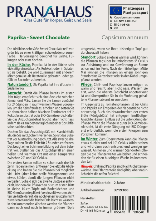 Paprika „Sweet Chocolate“, Samen, Produktbild 2