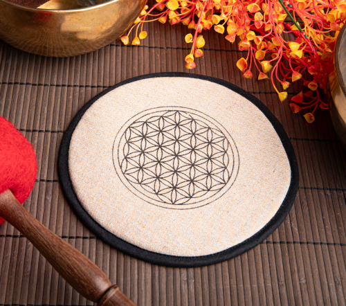 Klangschalenkissen mit Blume des Lebens, Hellgrau, Produktbild 2