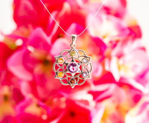 Anhänger „Mandala mit Chakrasteinen“, Produktbild 2