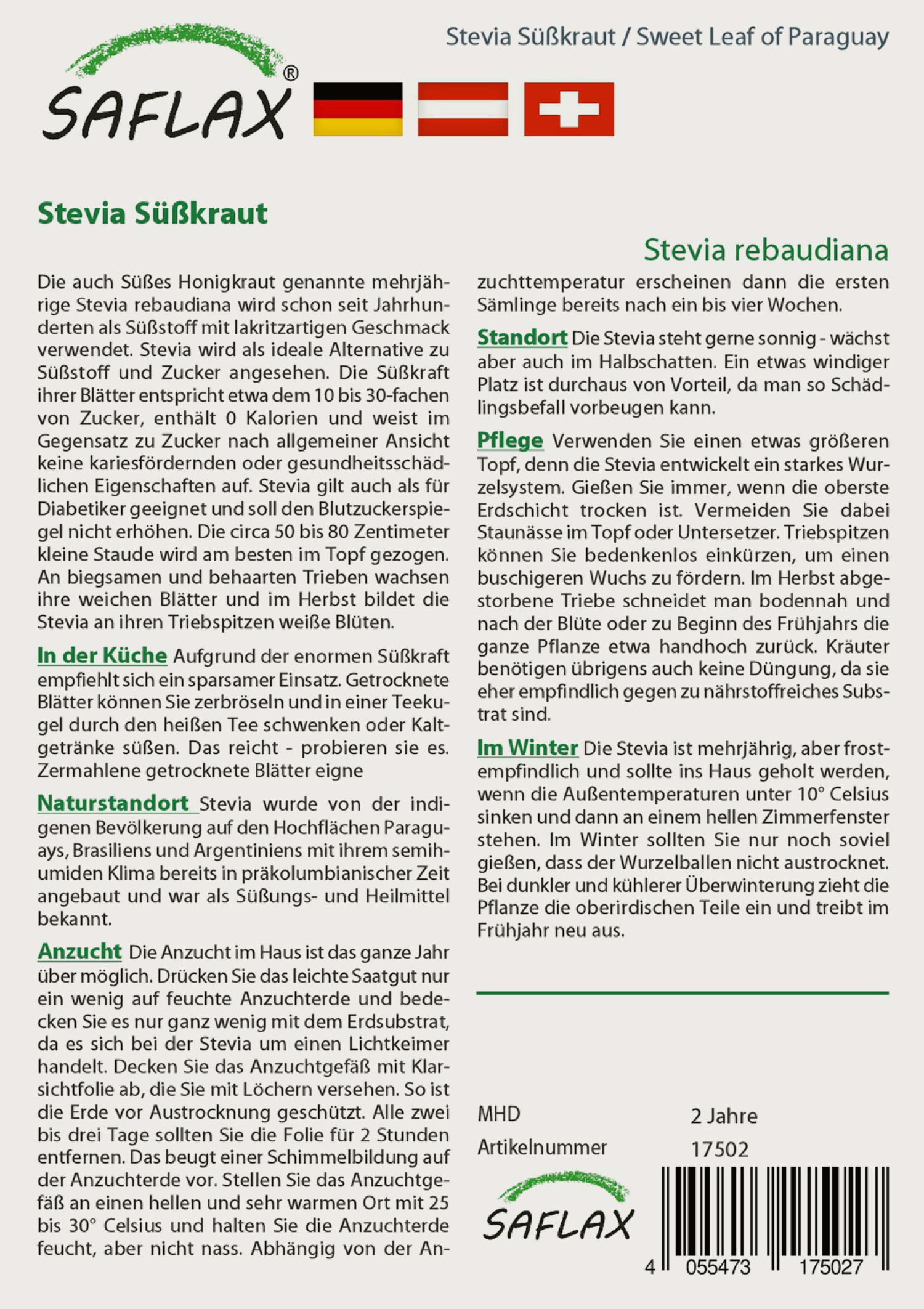 Stevia „Süßkraut“, Samen, Produktbild 2