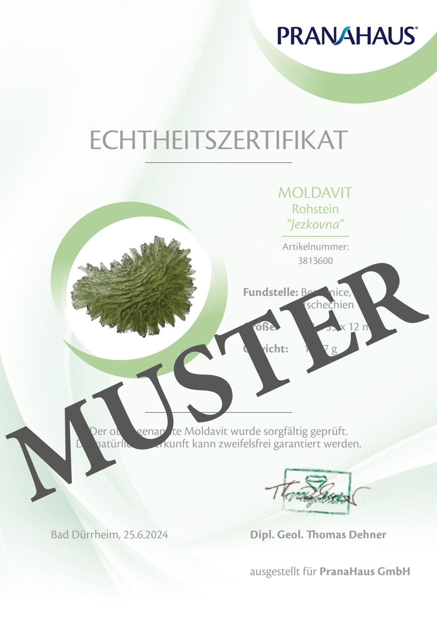 Moldavit-Rohstein *Einzelstück*, Produktbild 3