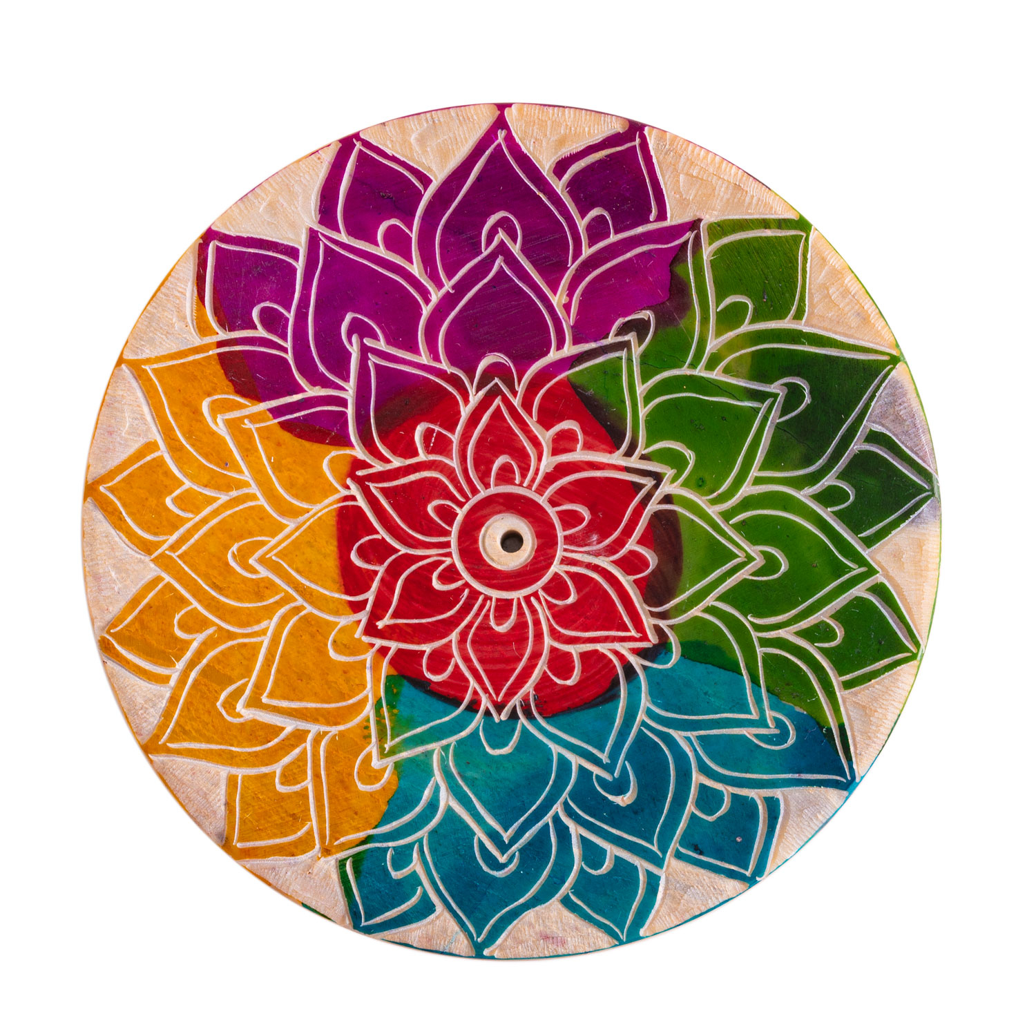 Räucherstäbchenhalter „Regenbogen-Mandala“, Produktbild 1