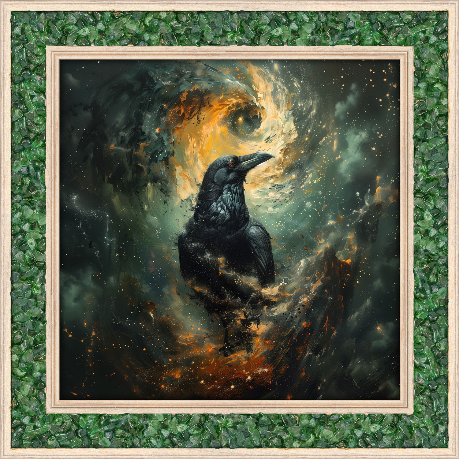 Aventurin-Energiebild „Krafttier Rabe“, Produktbild 1