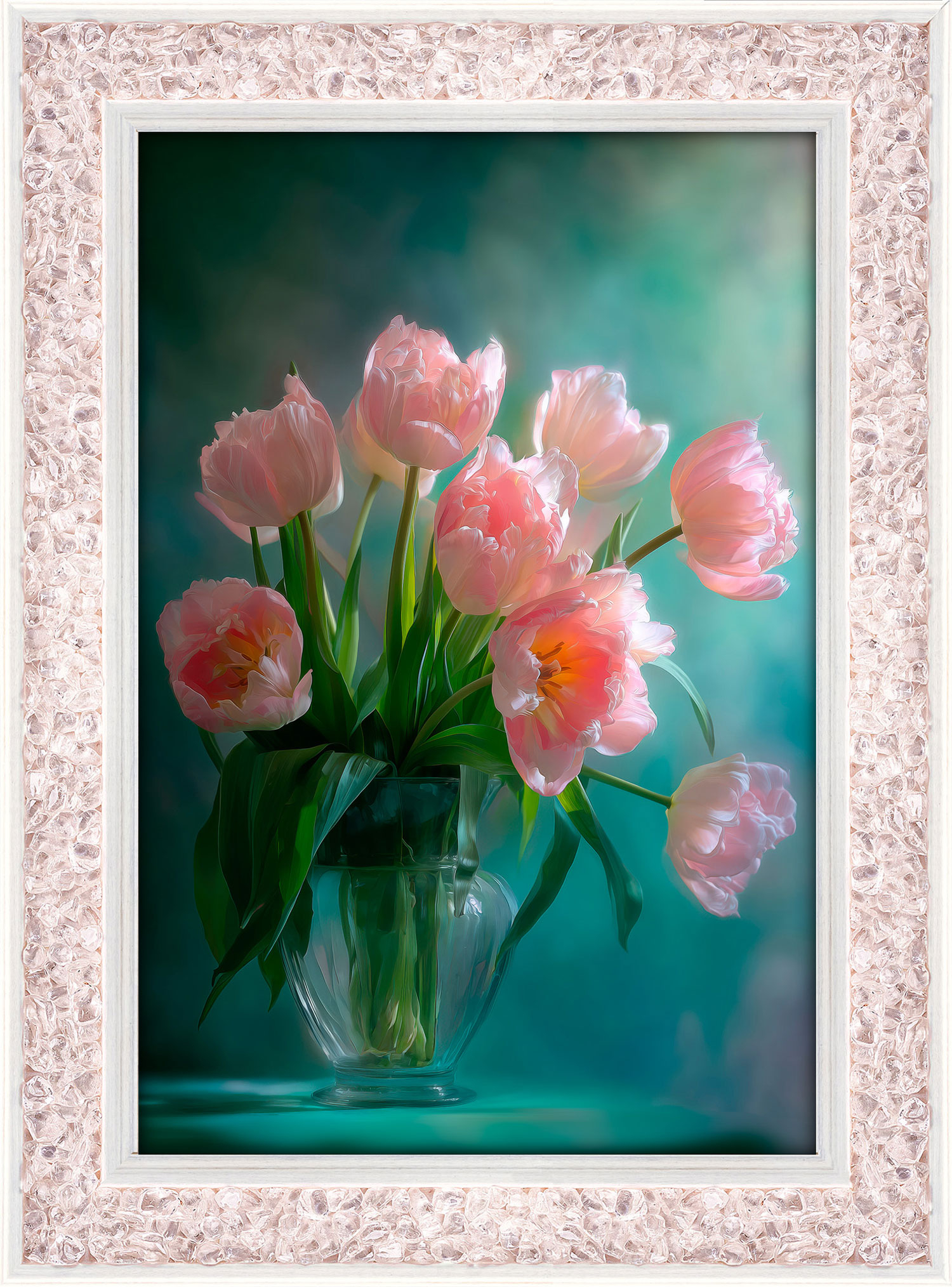 Rosenquarz-Energiebild „Tulpen“, Produktbild 1