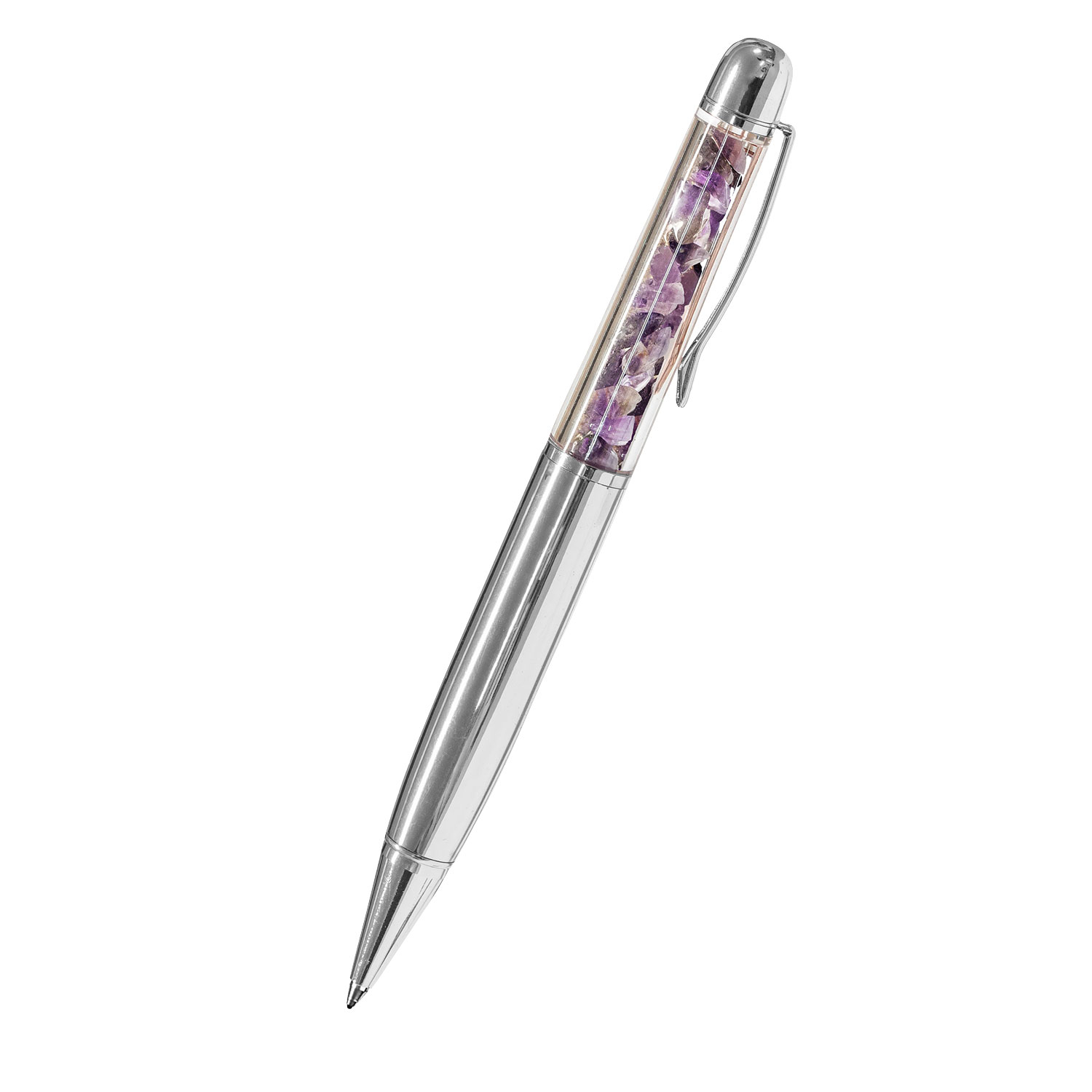 Amethyst-Kugelschreiber, silber, Produktbild 1