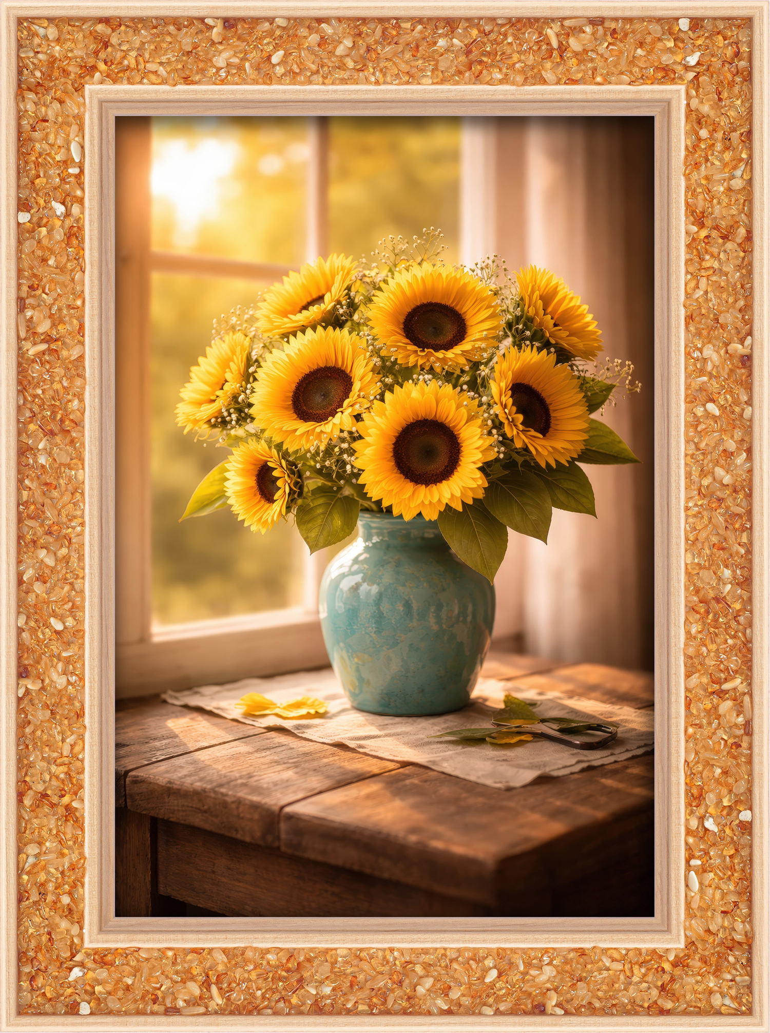 Bernstein-Energiebild „Sonnenblumen“, Produktbild 1