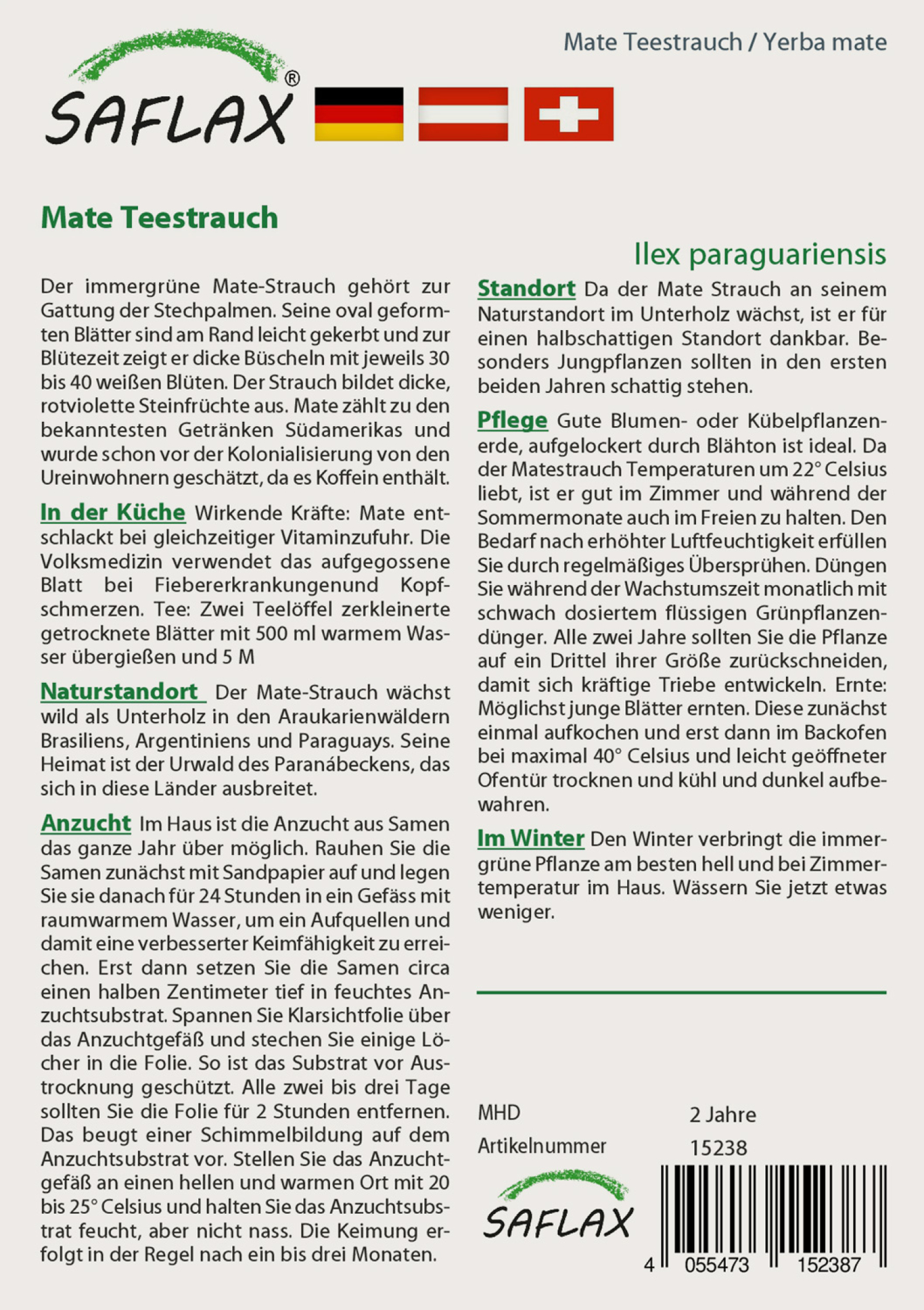 Mate Teestrauch, Samen, Produktbild 2