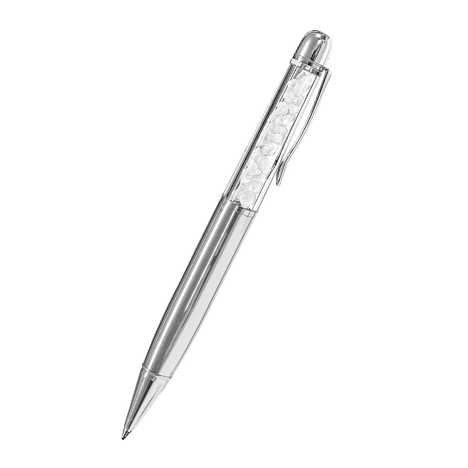 Bergkristall-Kugelschreiber, silber, Produktbild 1