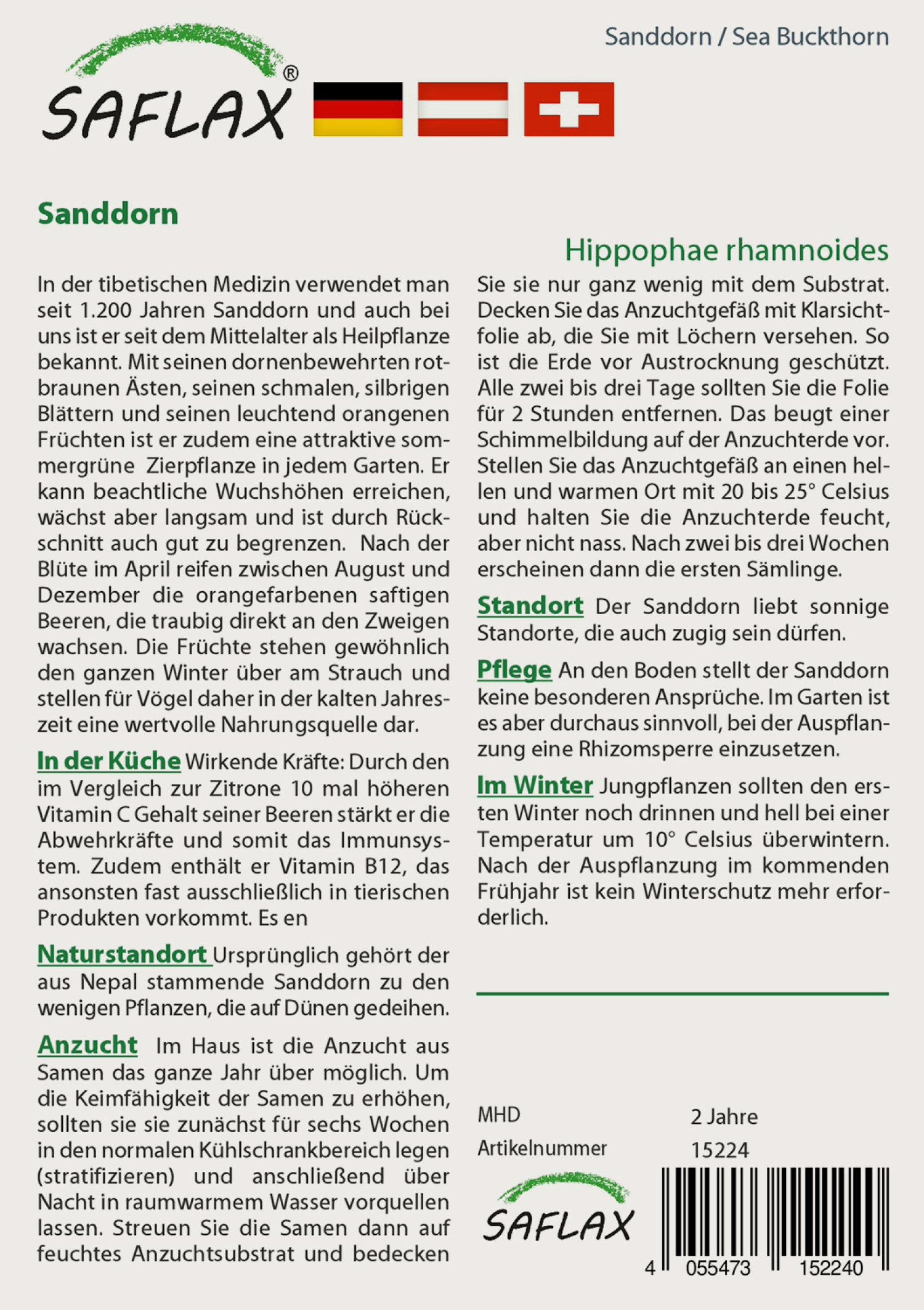 Sanddorn, Samen, Produktbild 2