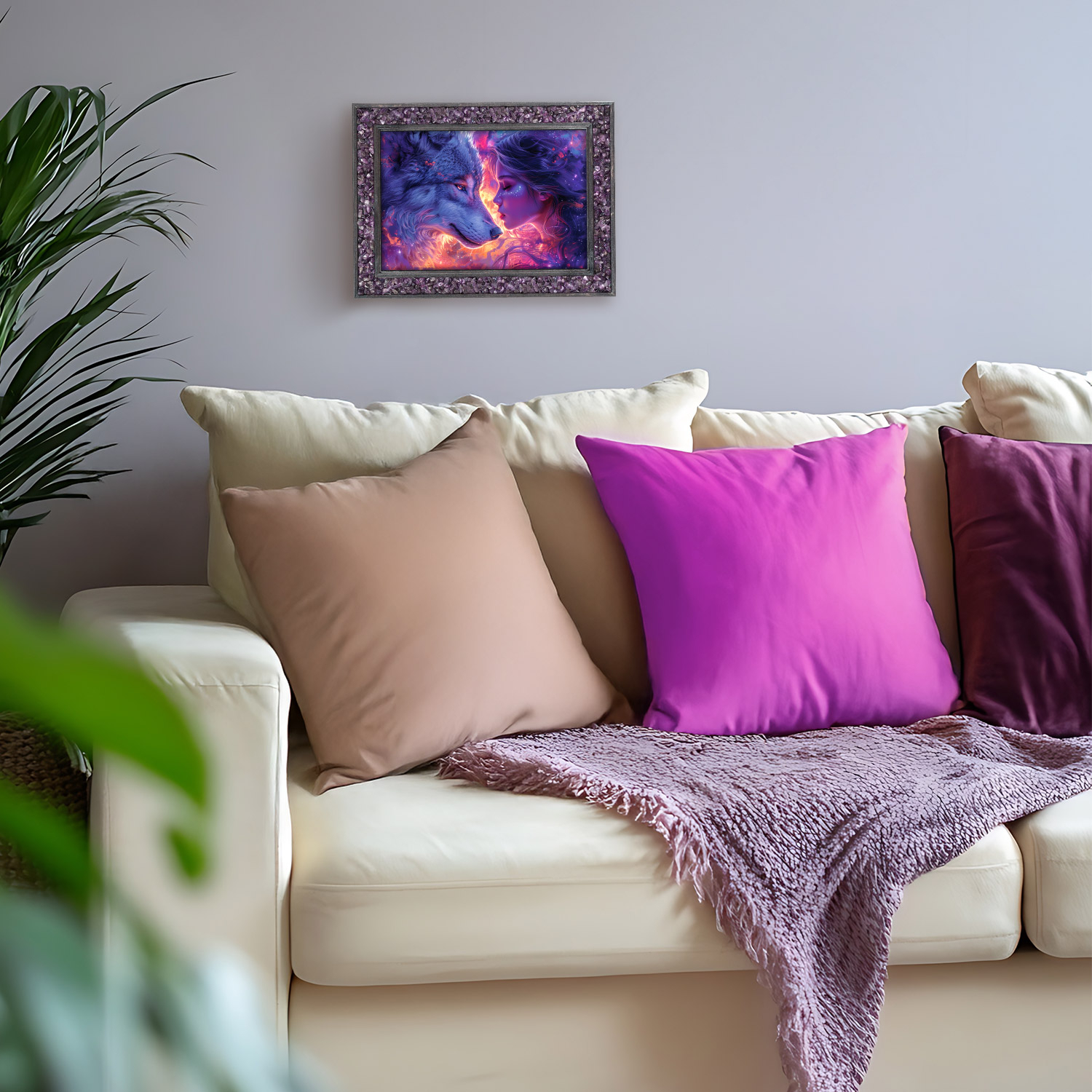 Amethyst-Energiebild „Begegnung mit dem Wolf“, Produktbild 2