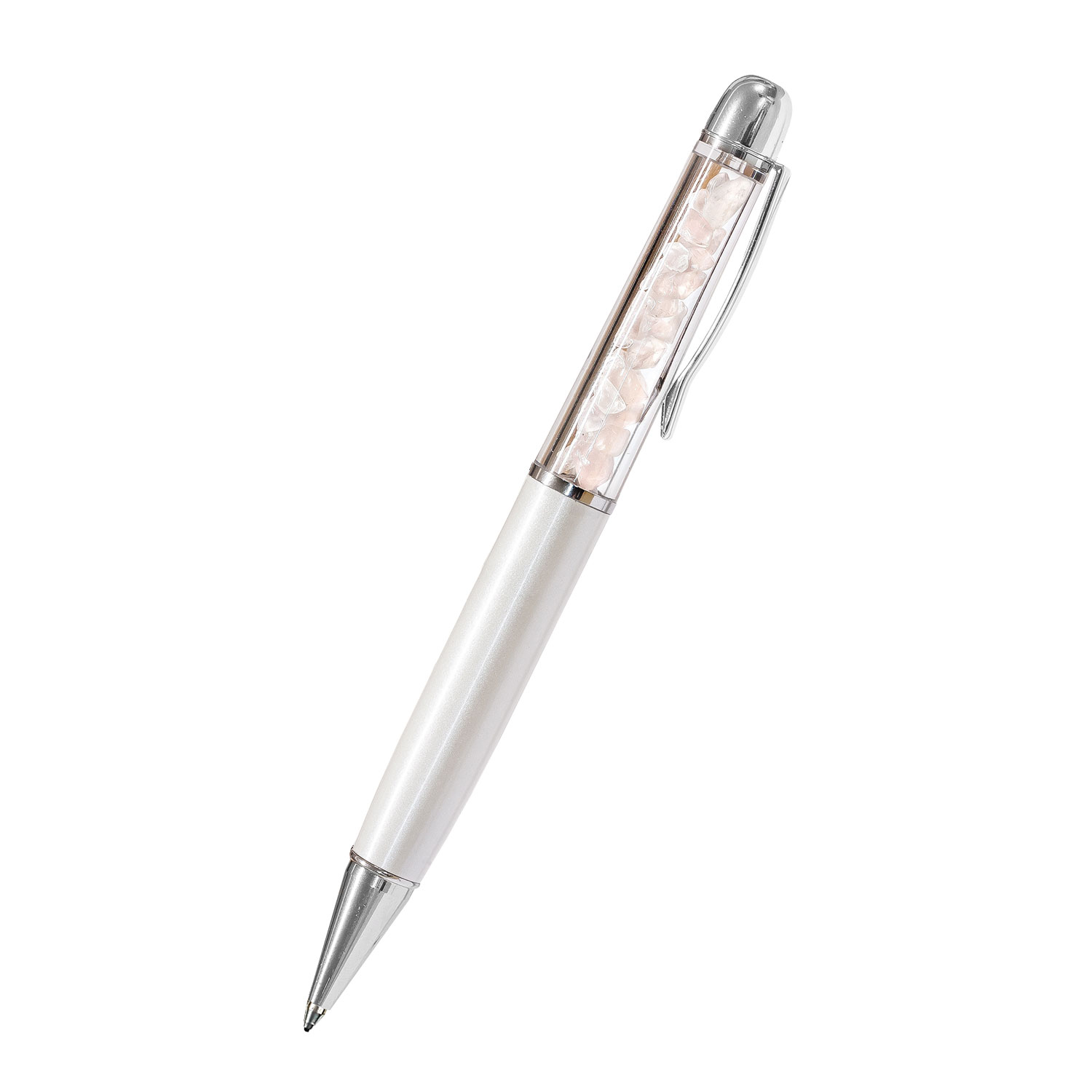 Rosenquarz-Kugelschreiber, weiß, Produktbild 1