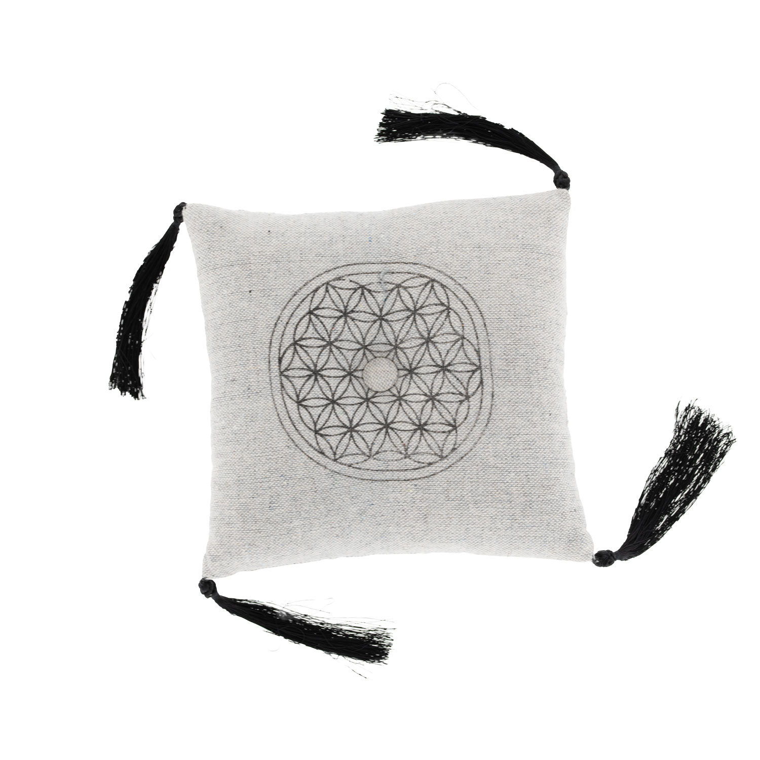 Klangschalenkissen mit Quasten, Hellgrau, Produktbild 1