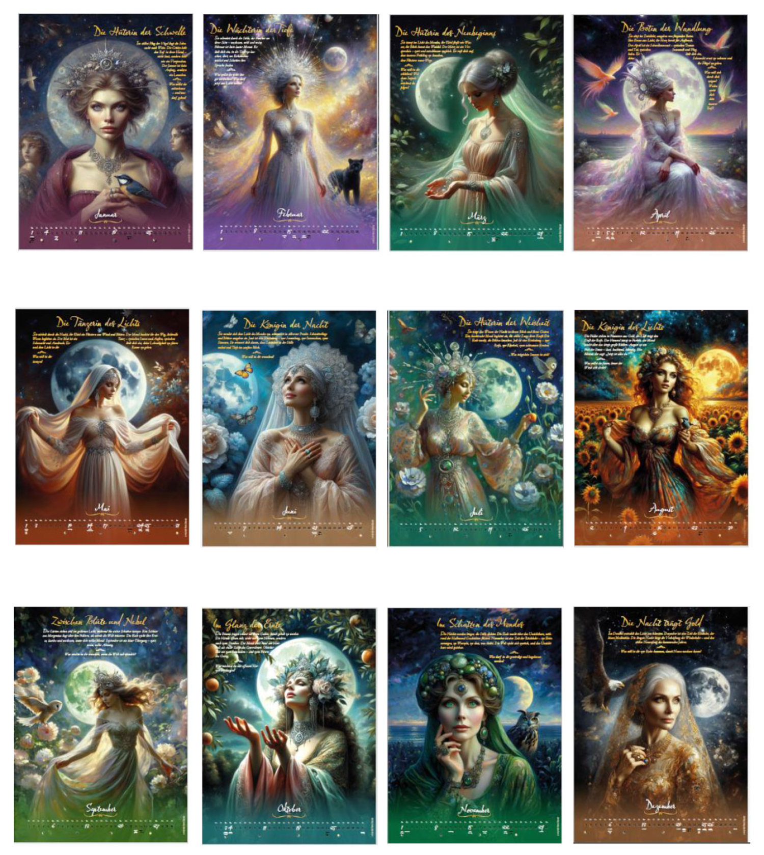 Luna – Göttinnen des Wandels – Wandkalender 2026, Produktbild 4
