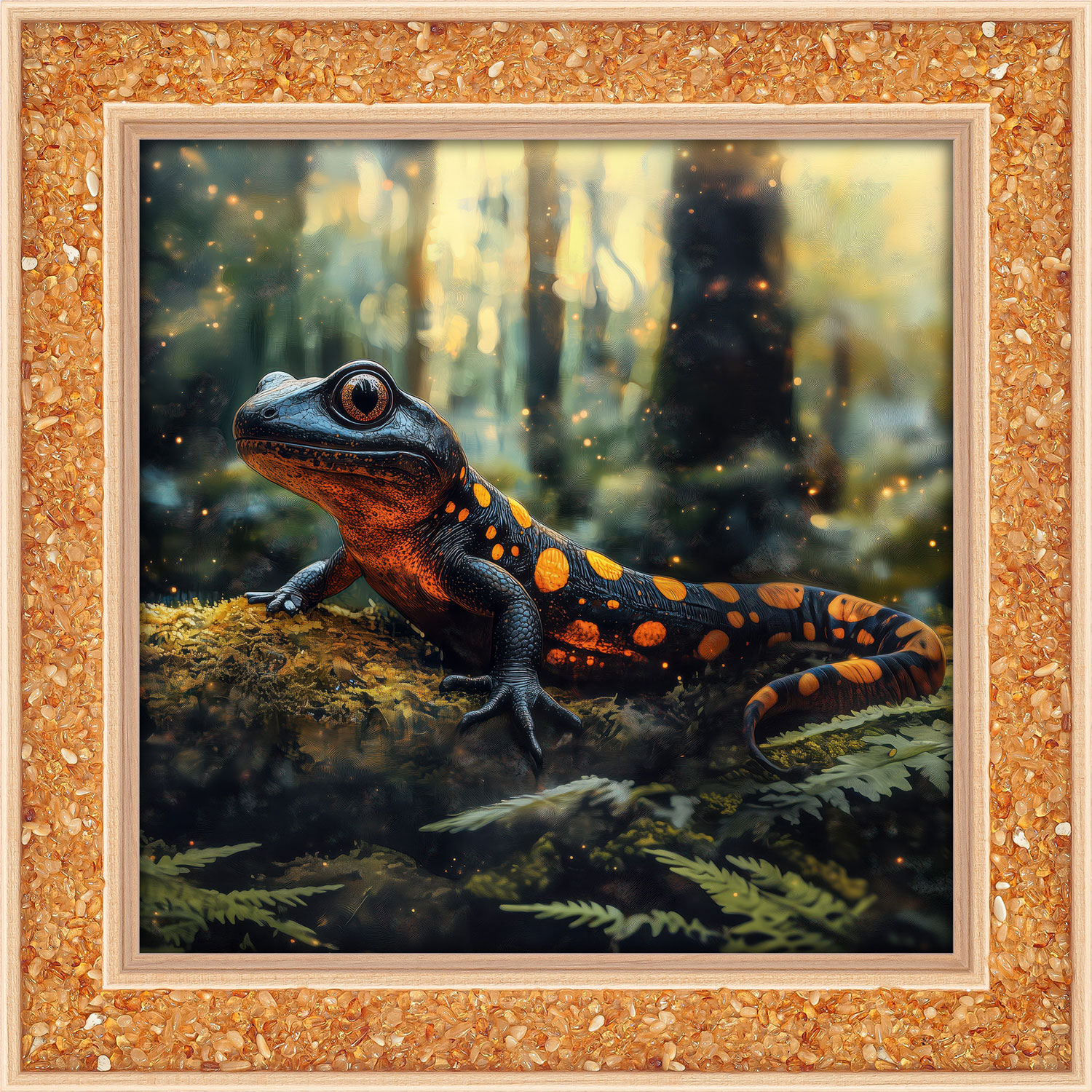Bernstein-Energiebild „Krafttier Salamander“, Produktbild 1