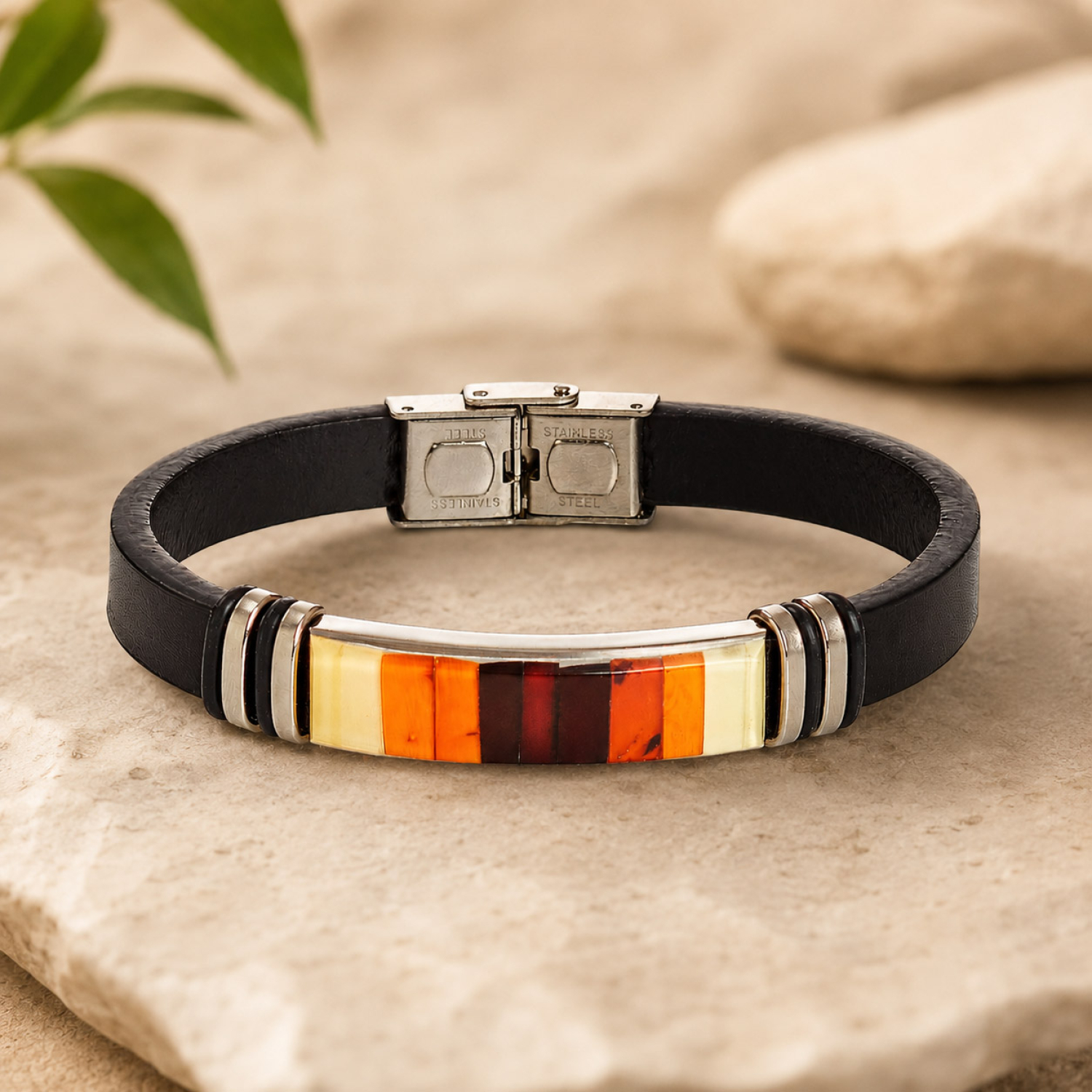 Bernstein-Lederarmband, Produktbild 2