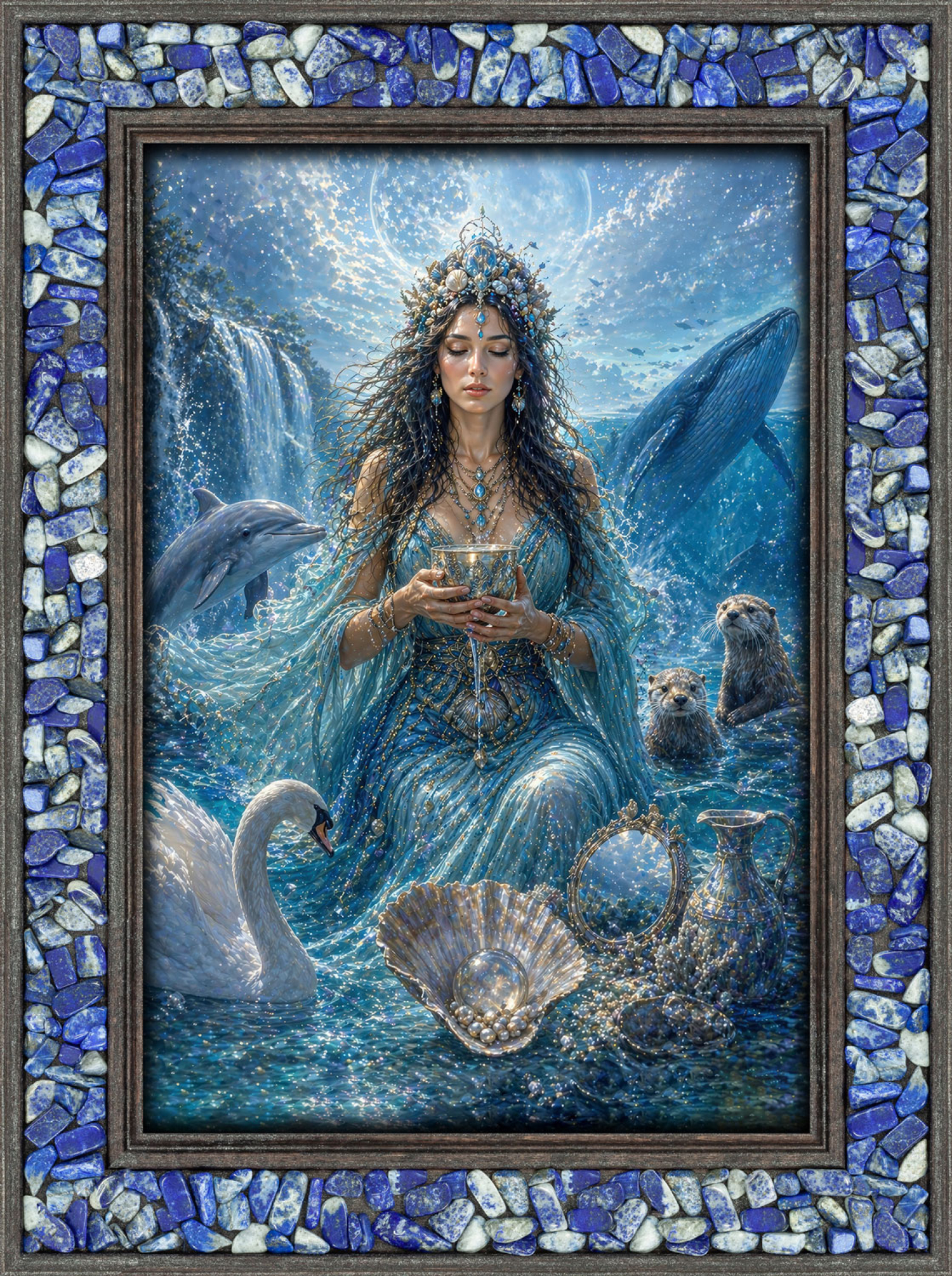 Lapislazuli-Energiebild „Göttin des Wassers“, Produktbild 1