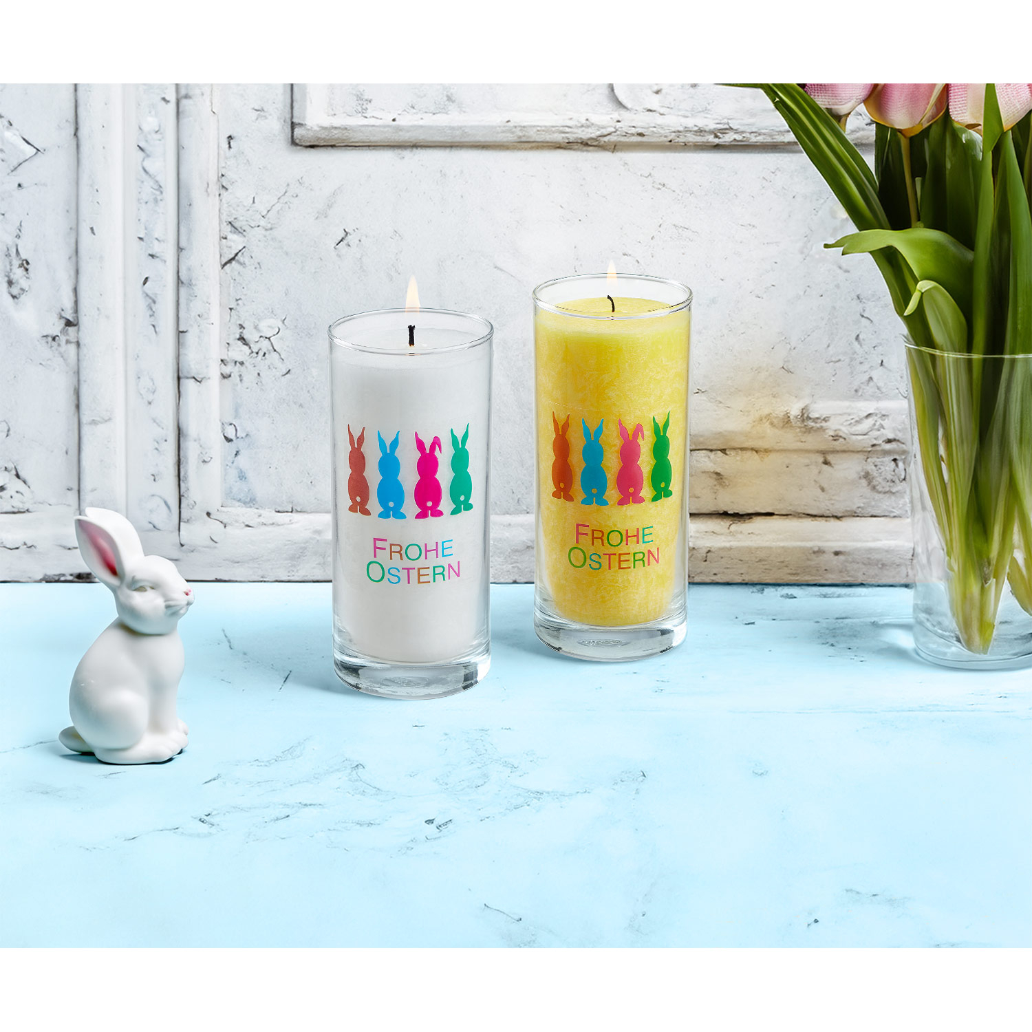 Kerze „Frohe Ostern“ Weiß, Produktbild 2