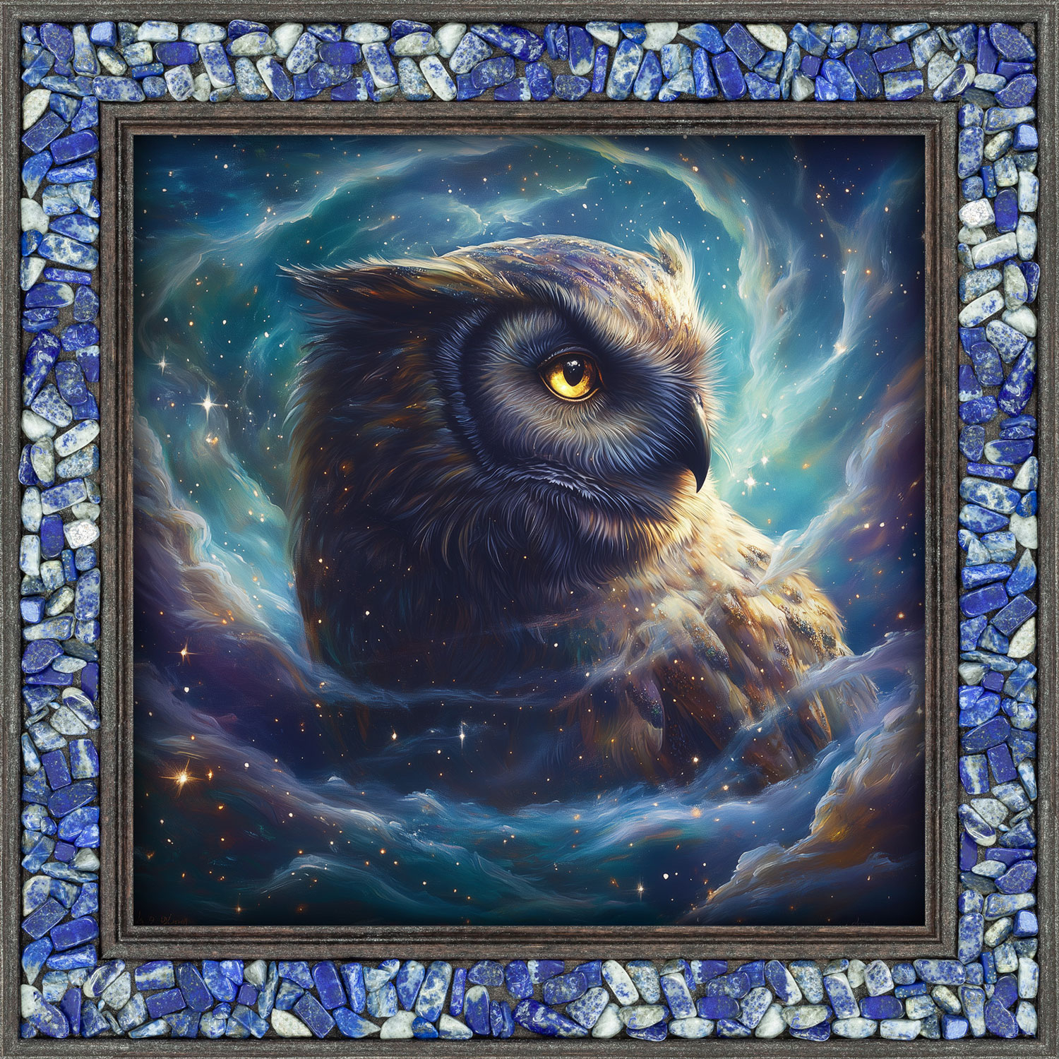 Lapislazuli-Energiebild „Krafttier Eule“, Produktbild 1
