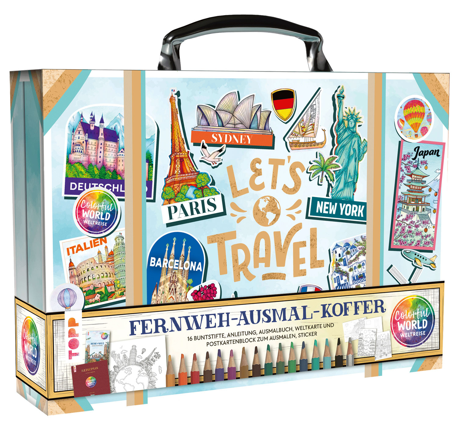 Colorful World – Fernweh-Ausmal-Koffer, Produktbild 1