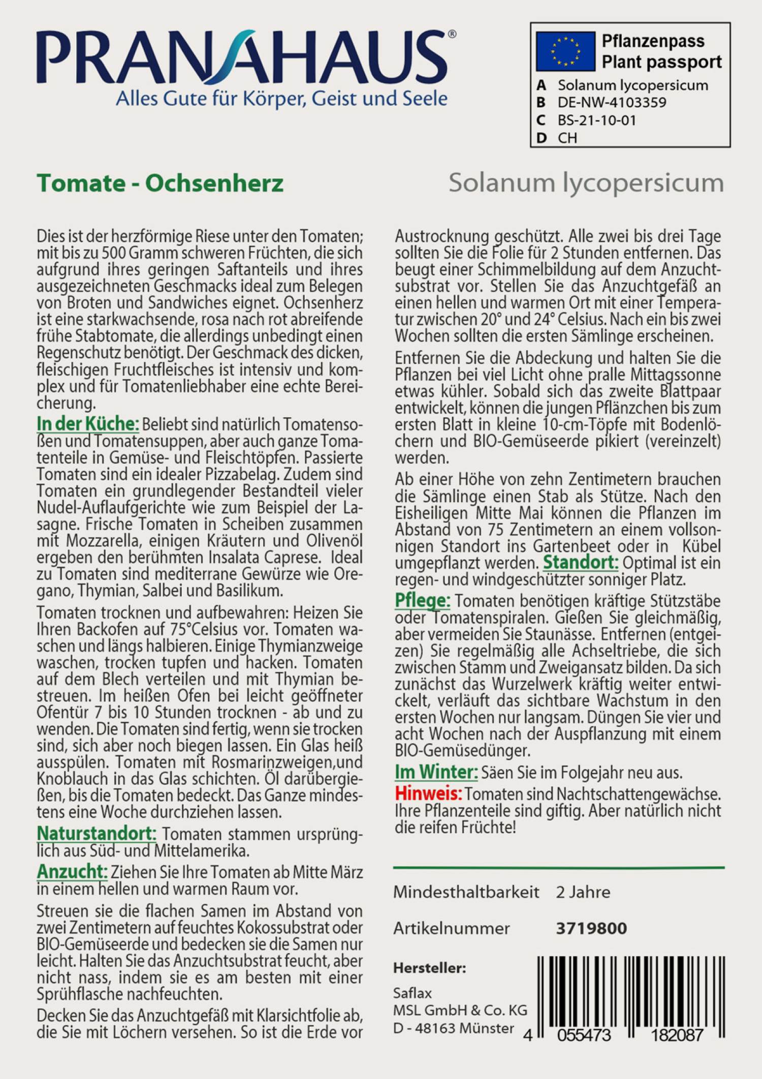 Tomate „Ochsenherz“, Samen, Produktbild 2