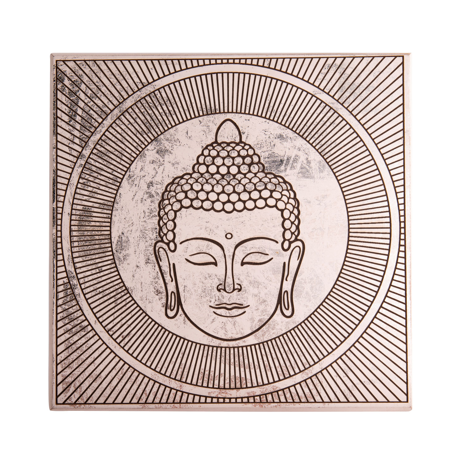 Energieplatte „Buddha“, Weiß/Silber, Produktbild 1