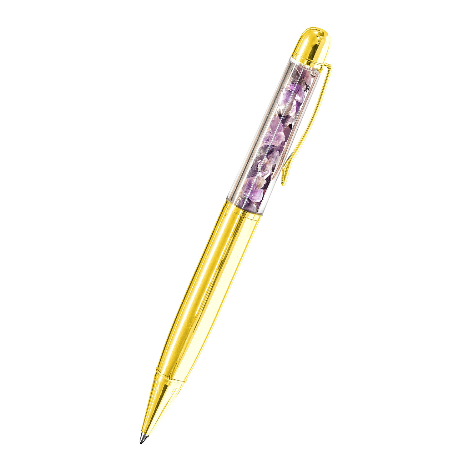 Amethyst-Kugelschreiber „Sonnengold”, Produktbild 1