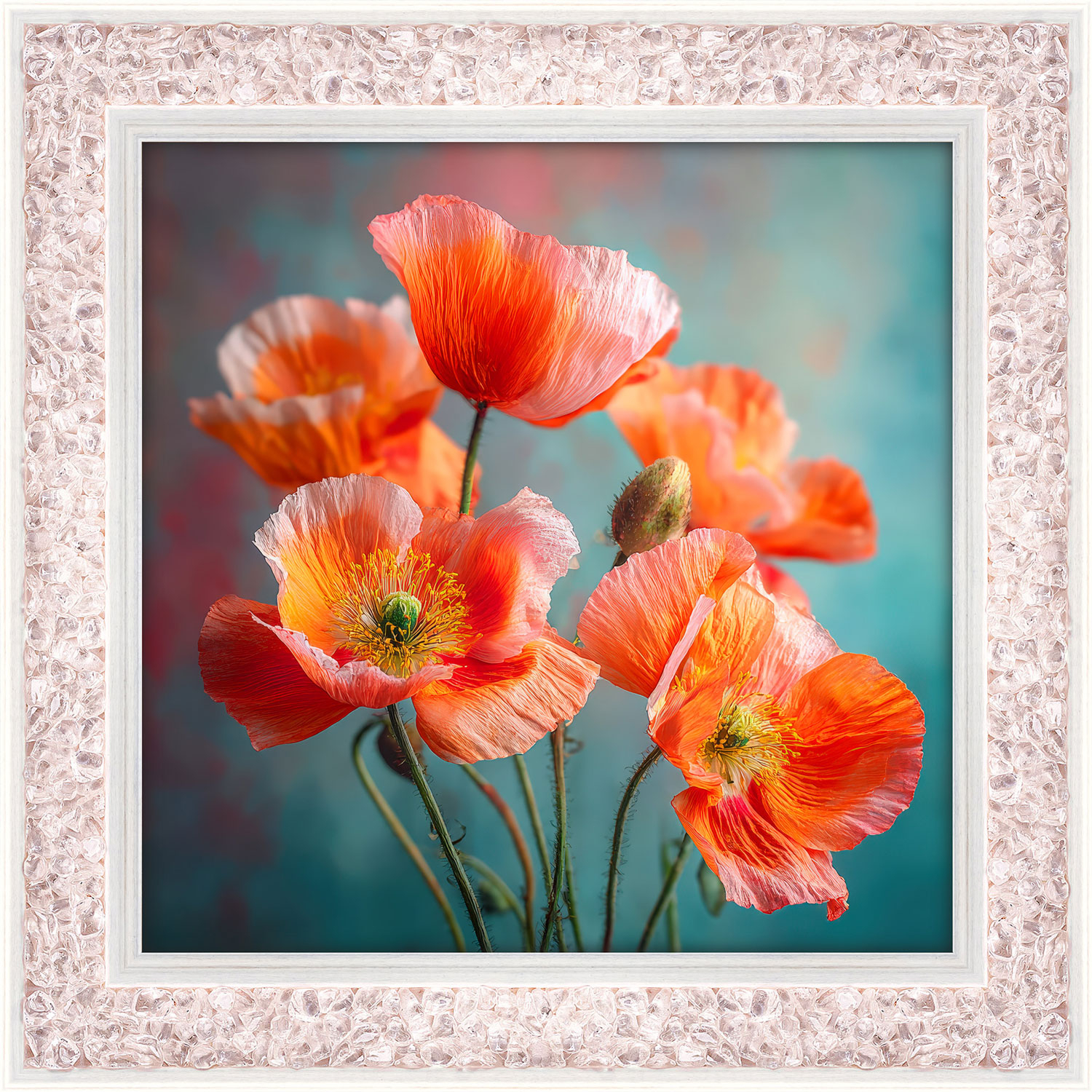 Rosenquarz-Energiebild „Klatschmohn“, Produktbild 1