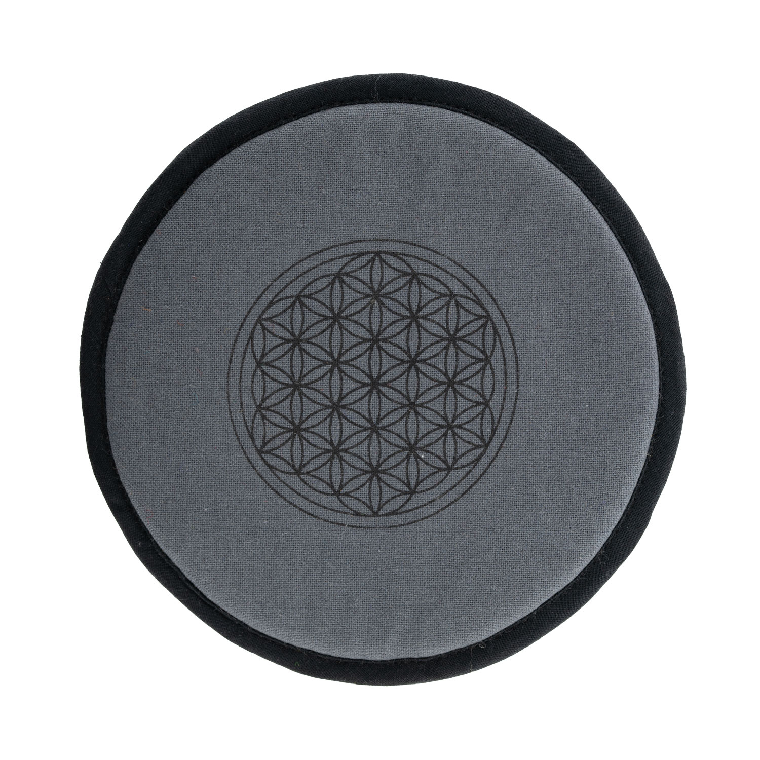 Klangschalenkissen mit Blume des Lebens, Dunkelgrau, Produktbild 1
